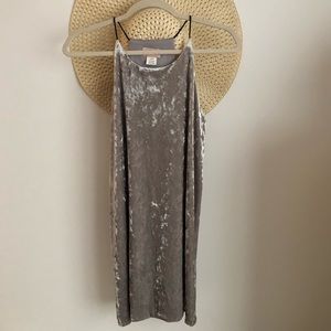 Silver Crushed Velvet Style Mini Swing Dress